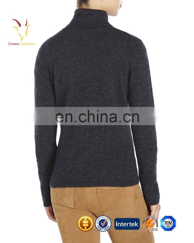 Ladies Turtleneck Pure Color Slim Fit Ribbed Knit Pullover Sweaters