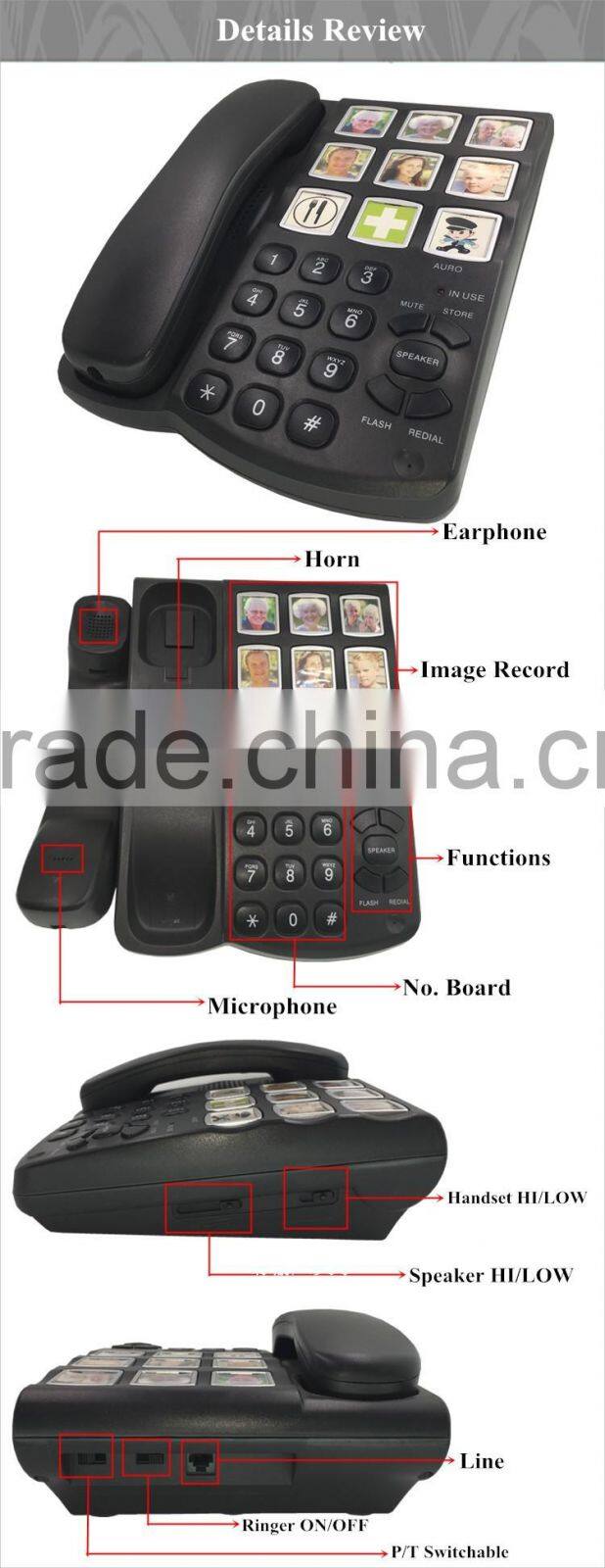 Good quality handfree function senior working telephone