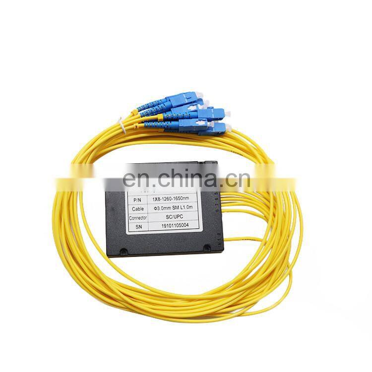 FTTH 1*8 SC UPC Fiber Optic equipment Single Mode ABS box Module Optical PLC Optic Splitter