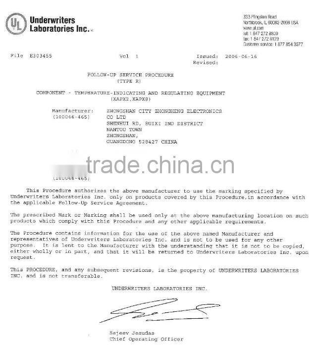 Oven Thermostat with ajustable and limit temperature function.