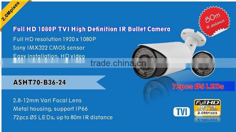 2.0MP Sony Sensor HD TVI High Camera 1080P high resolution ir camera series ir varifocal bullet camera ip66 bullet camera