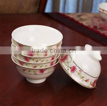 56 pcs white with pink flower dinner set
