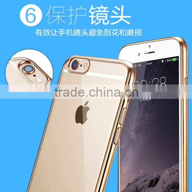 0.6MM Anti-Scratch Newest Transparent TPU Back Cover With Soft Electroplate Phone Case TPU Mobile Case for iphone 6