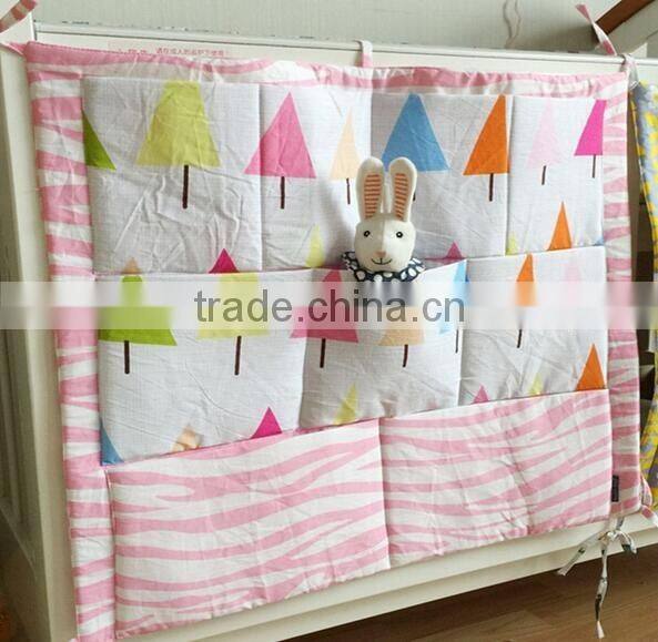 Baby cartoon Cot Bed Hanging Storage Bag hanging pockets