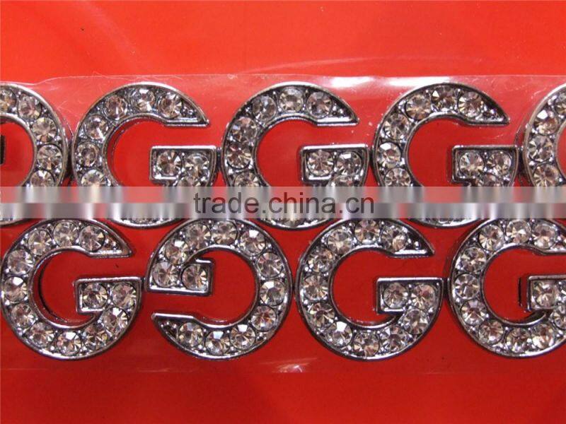 Beautiful 10mm Letters Slide Rhinestone Zinc Alloy Alphabets