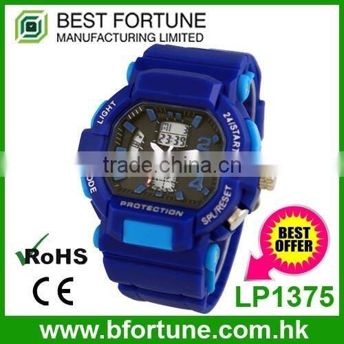 LP1369 2016 fashion stainless steel case back digital silicone rubber watch