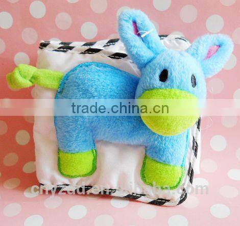 Plush Animal Toy Cover of Cloth Book/Mini Cloth Book with Soft Animal/10*10cm Cloth Book for Baby
