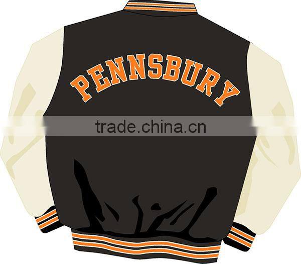 professional varsity jacket with leather sleeves