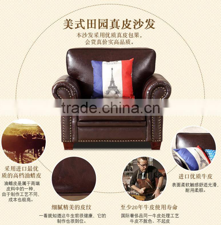 New American real leather sofa high quality living room furniture sectional sofa