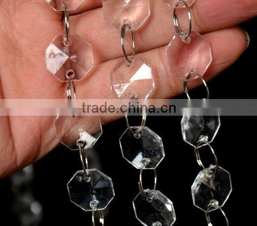 String Chandelier beads, octagon acryl beads, acrylic curtain stones in chain for decoration