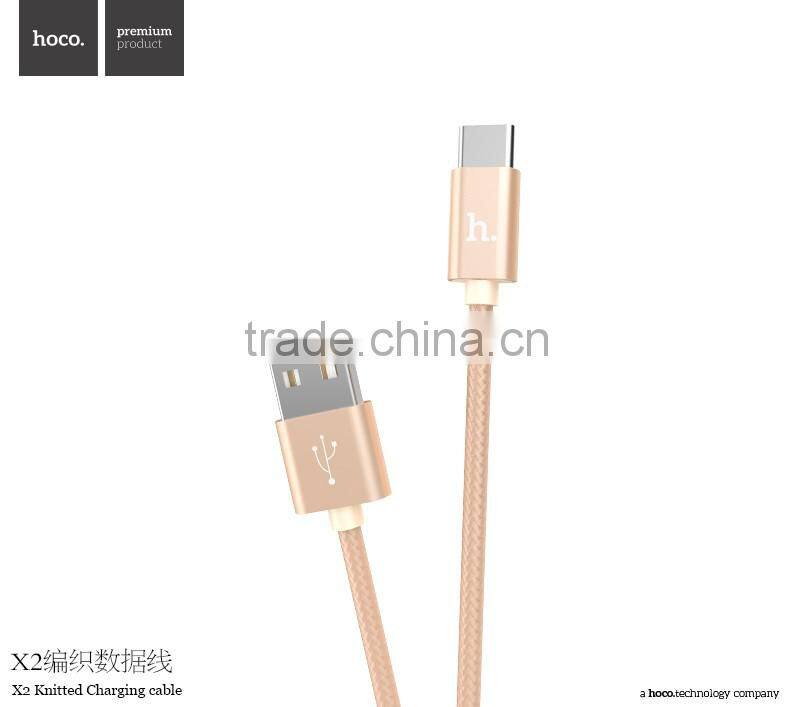 HOCO X2 Knitted charging cable for Apple/Android mobile phone Micro USB 2in1metal Weave Sync Data Cable for Apple/Android phone