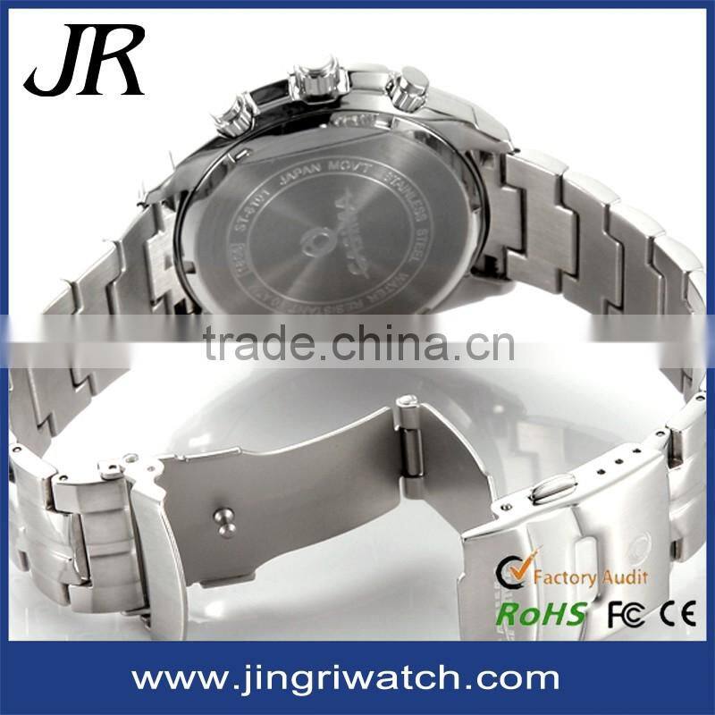 Fashion cool man watches IP plating lumibous quartz water resistant watch with stainless steel back cover