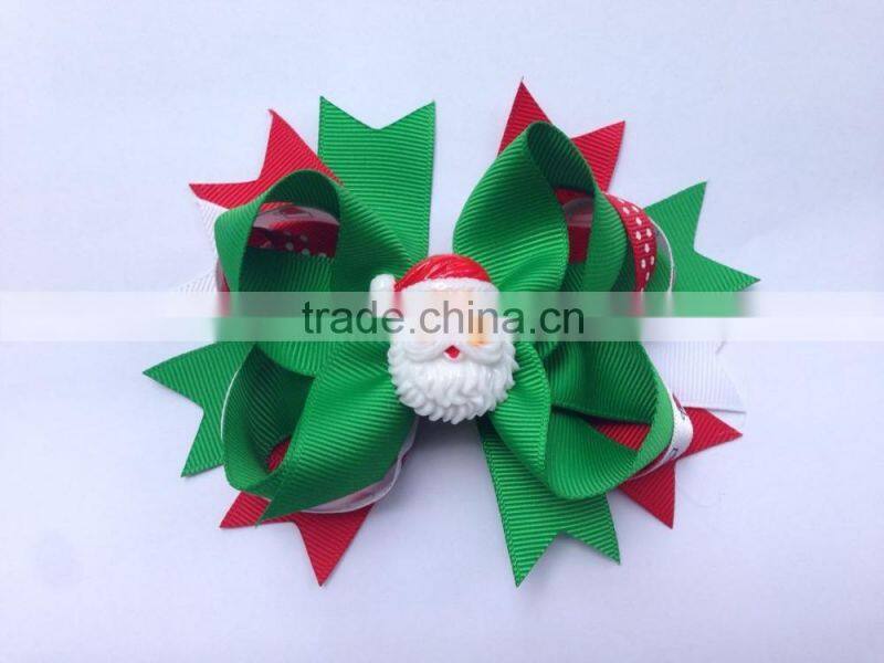 Baby Girl Hair Bow Large Layered Boutique Spike Christmas Hair Bows hairpin Clip in Red Green Party Hair Accessory CB-3389