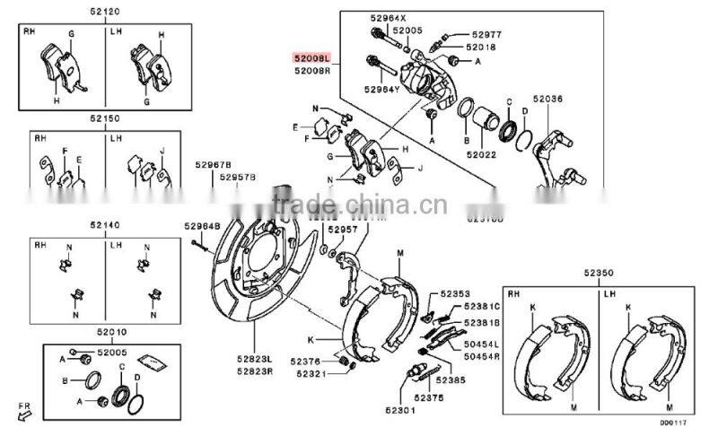 Left Hand Rear Brake Caliper Kit for Mitsubishi Outlander Lancer/Colt CS2W CV4W CW5W CX4A CY5A MN116309
