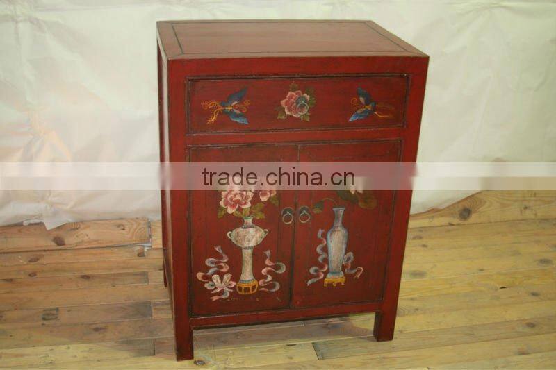 Chinese antique hand painted bedside cabinet