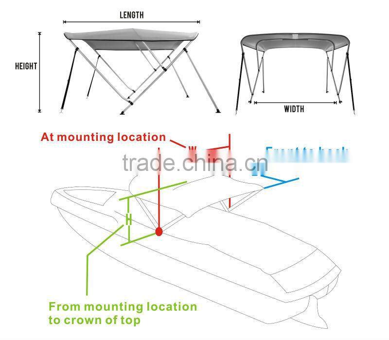 UV Waterproof 600D Canvas Bimini 3 Bow Top Boat Cover Sunproof Foldable