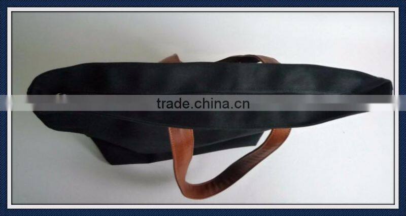 Canvas tote bag with pu leather handles