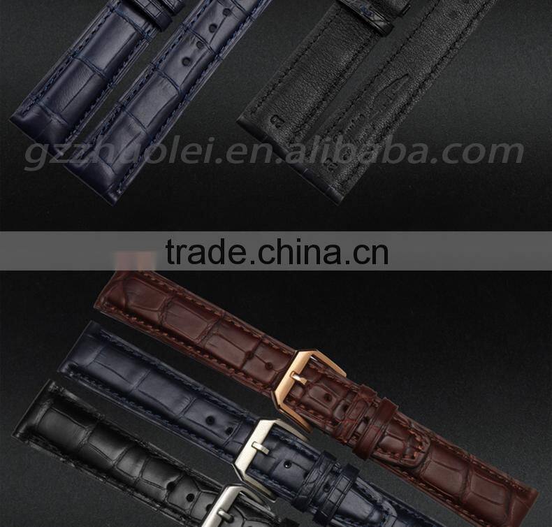 Customize Crocodile Leather Watch Bracelet 20mm 21mm 22mm black brown blue Wholesale 1PCS