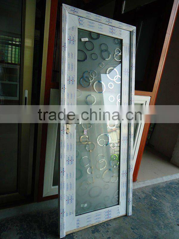 PVC glass bathroom doors with pattern frosted glass interior doors