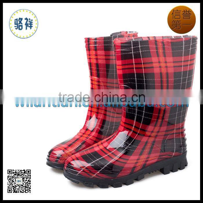 Printed color warm Fabric rain boots