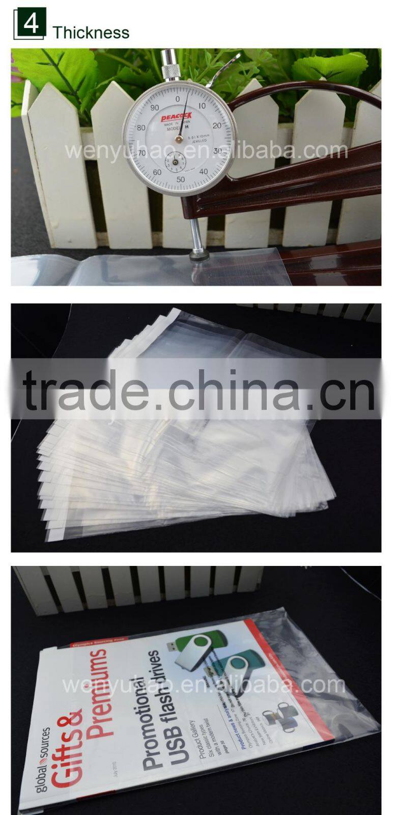 self adhesive sealed plastic bag , Resealable plastic clear bags