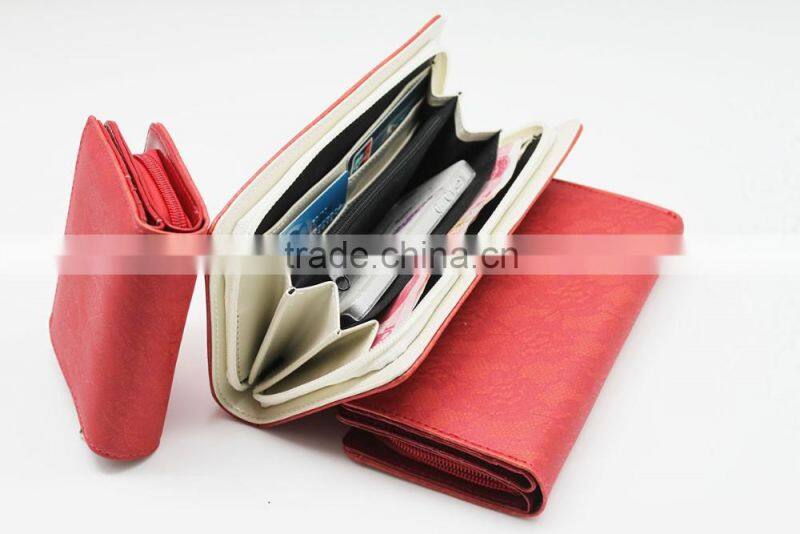 Guangzhou New Design PU Red Lace Lady Wallet
