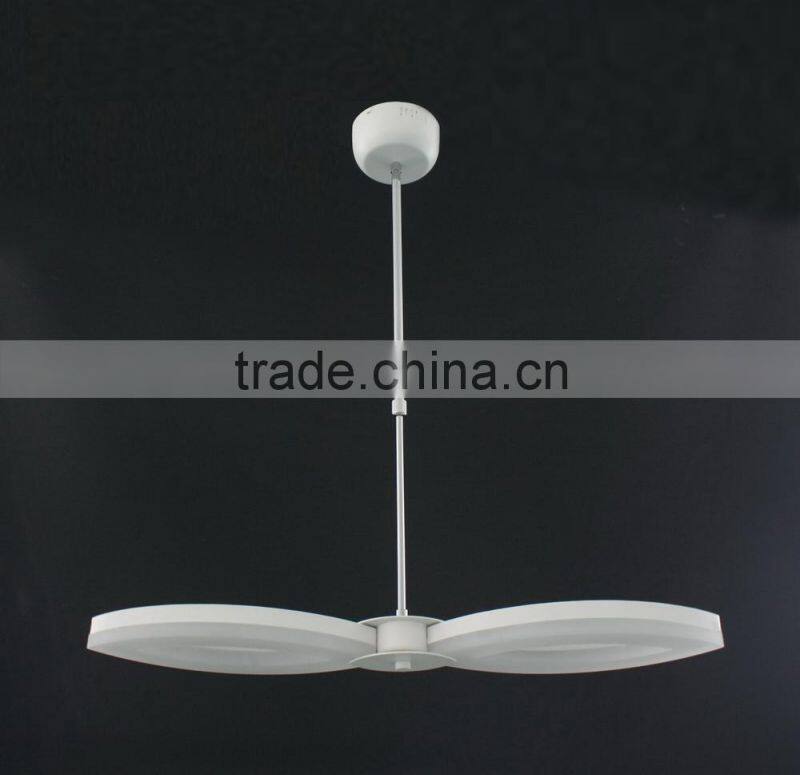 Fashion design LED 2 fan acrylic and aluminum ring pendant lamp Chinese wholesaler