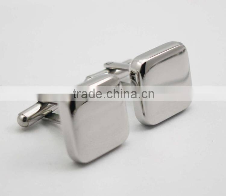 Silver metal Thick cufflinks blanks custom Square cufflinks engravable