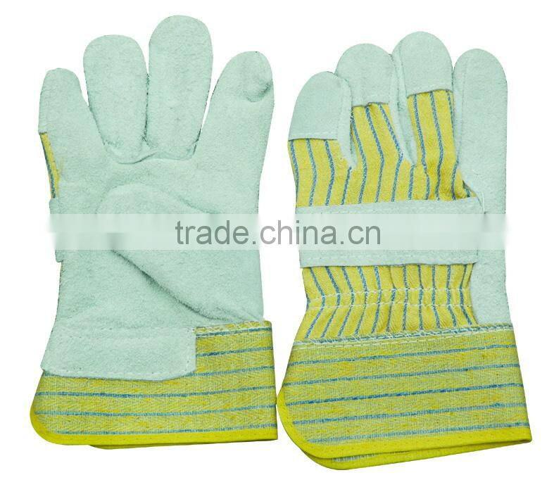 Safety 10.5'' cow split leather patch palm working welding glove,cow split leather welding glove