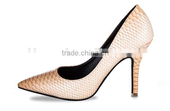 2015 fashion ladies snake pattern high heel shoes for woman