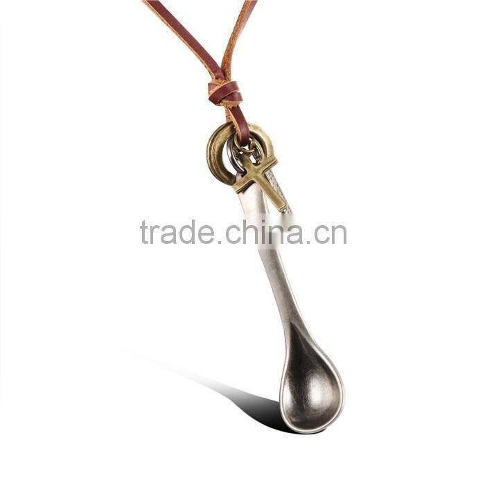 2016 new leather spoon bronze alloy pendant
