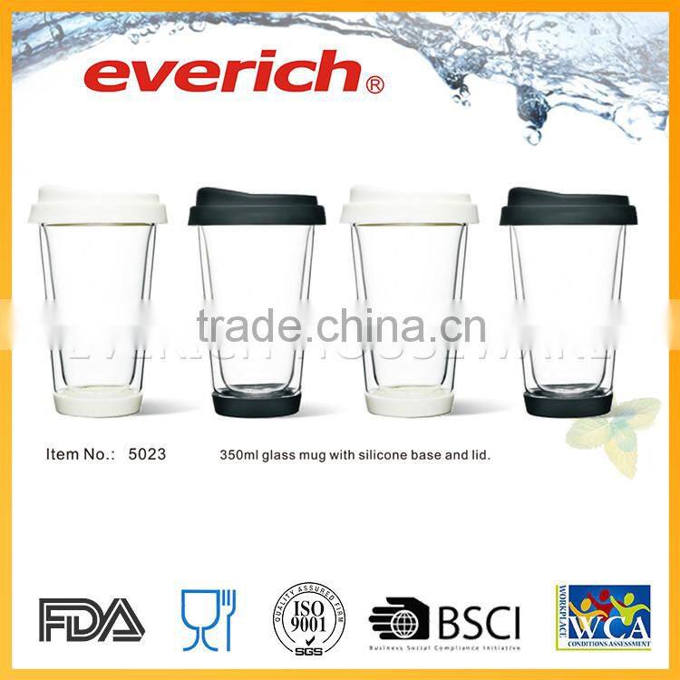 New design wide mouth double wall glass cup