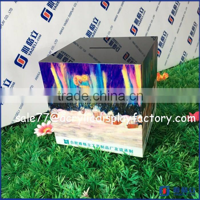 Acrylic Clear Locking Fundraising Charity Donation Box Ticket Box Ballot Box With Sign Holder