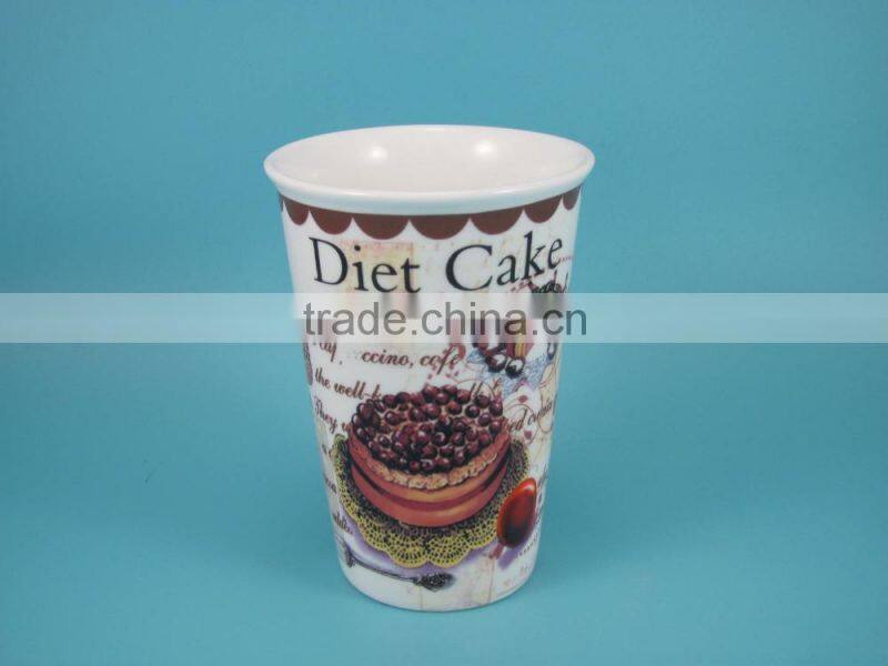 YF11033 double wall porcelain travel mugs with silicone lid