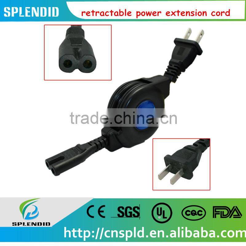 Retractable 2 prong AC power cord cable connector adapter laptop HP DELL