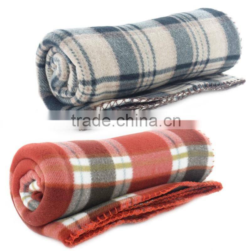 New Arrive Checked Design Super Soft Coral Fleece Throw Blanket