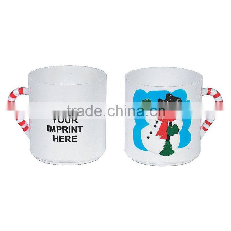 8 oz. 230ml Fashion Personalized Customized Party Drinking Cups with Handle Promotional Popular Plastic Snowman Mugs