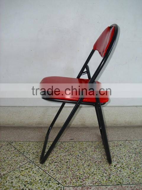Living room furniture leisure chair metal folding chair with PVC cushion seat and back