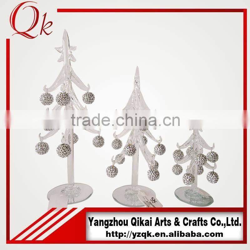 wholesale silver pendants decorated glass christmas tree with good quality