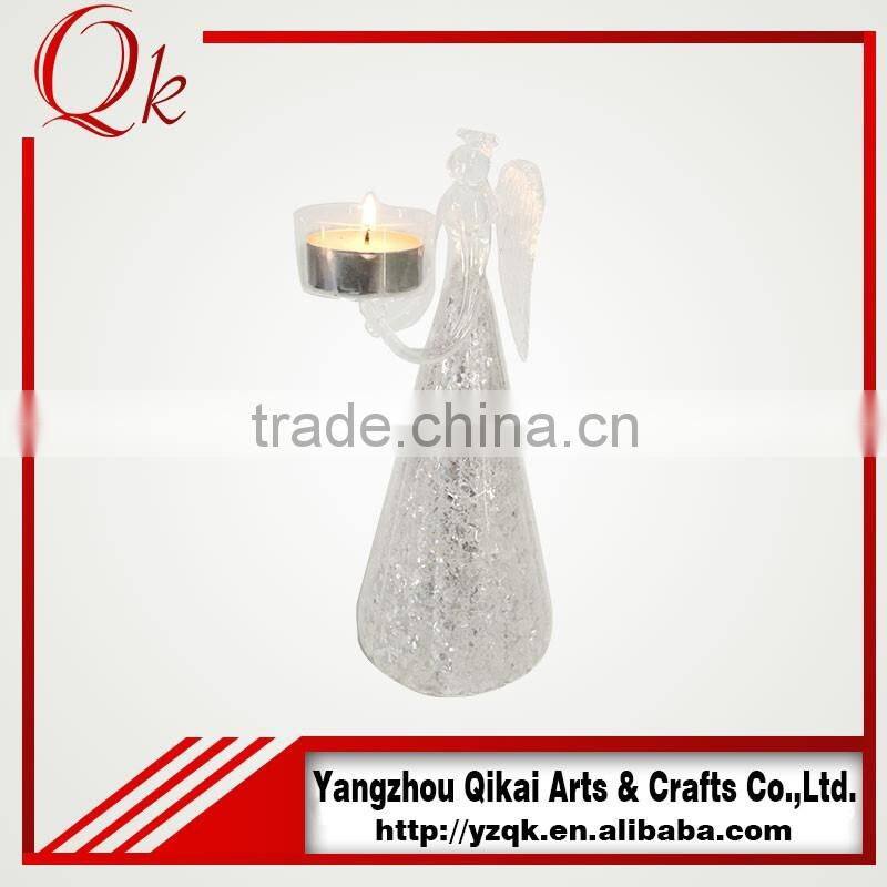 Unique modeling glass angels glass crafts with candlestick for home decoration
