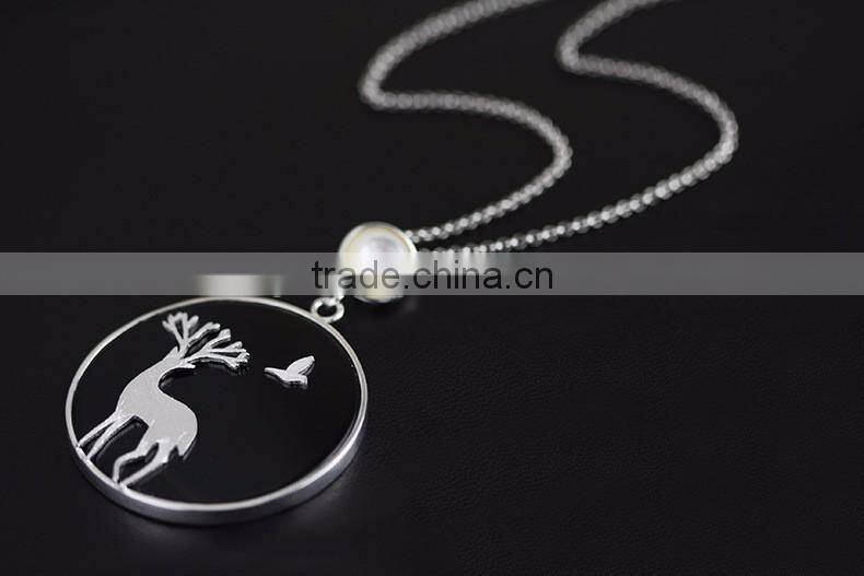 2016 Exquisite Reindeer and Bird 925 Sterling Silver Pendant for Women Fashion Necklace Jewelry
