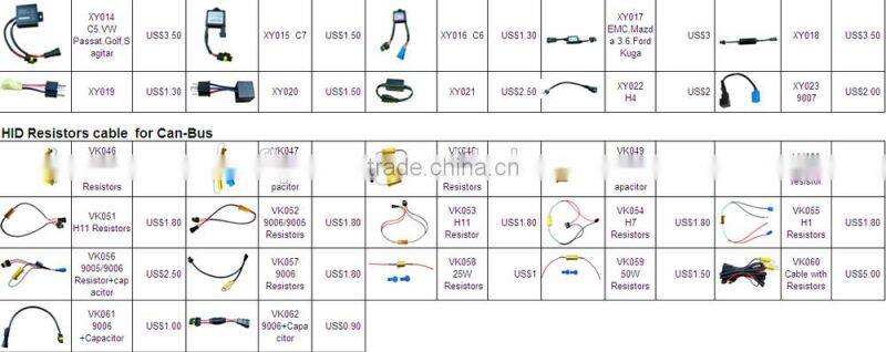 H1 H3 H7 H8 H9 H10 H11 H13 9004 9005 9006 9007 HID Xenon bulbs relay cable
