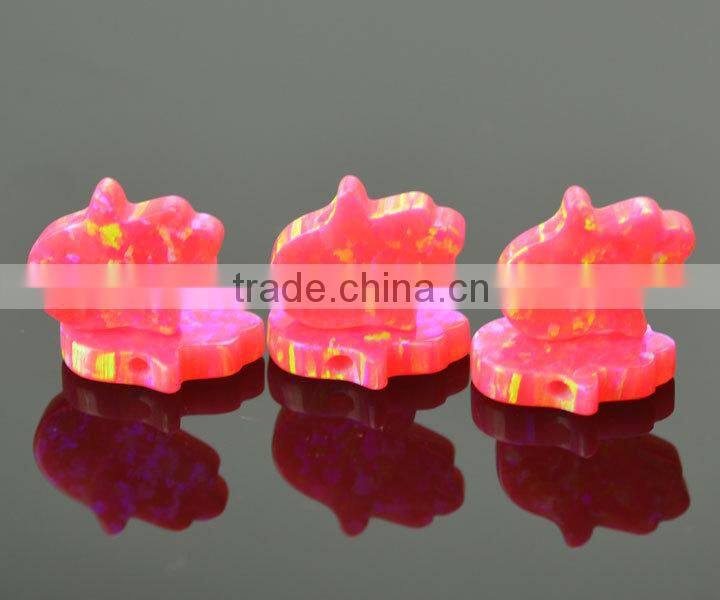 Fashion 11x13mm OP55 Gold Plating sterling silver pink synthetic opal hamsa halskette