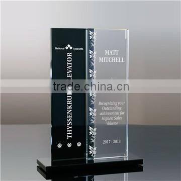 Round blank glass plaques awards with black base