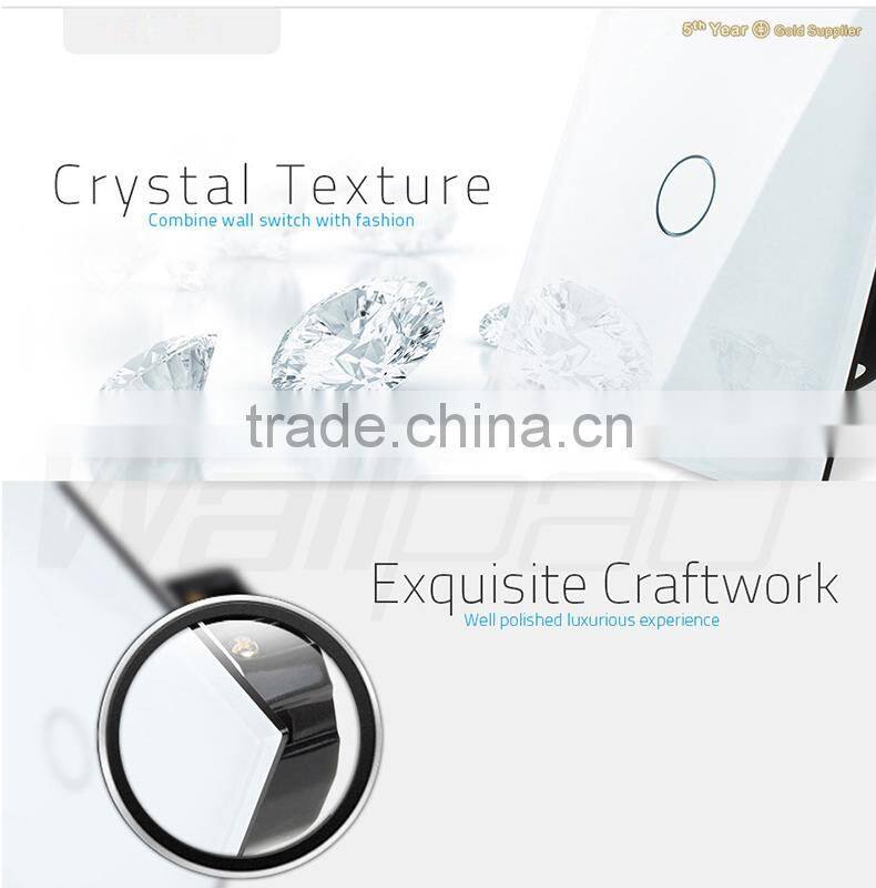 Hot Sales Wallpad Luxury White LED Indicator Waterproof Crystal Glass 110~250V German EU Standard Wall Socket Switch