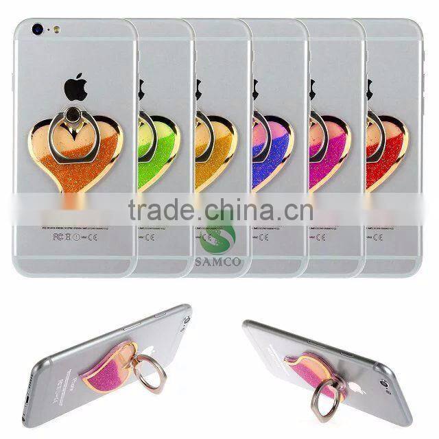 Samco Luxurious Heart Shape Decorative Cell Phone Holder Finger Grip Ring Stand