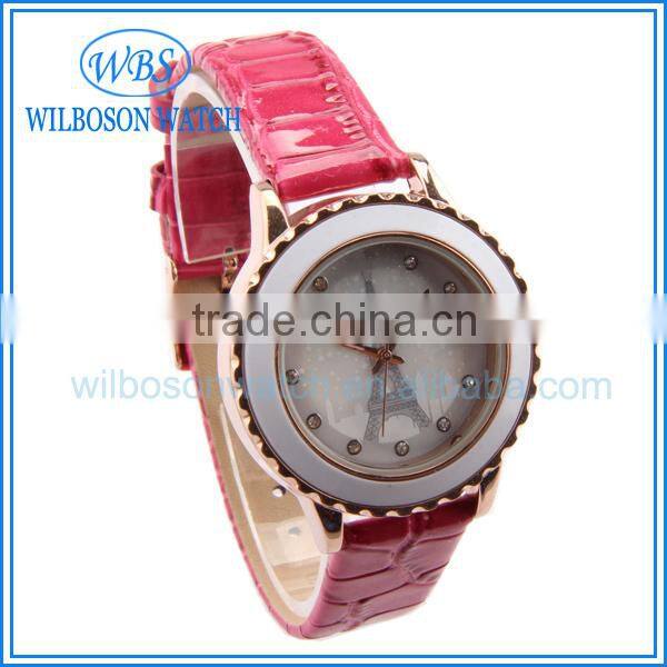 Cheap Price Leather Analog Quartz Watch Case For Lady