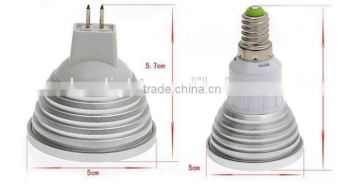 CE MR16 GU10 E27 rgb spotlight led 3W with IR remote control