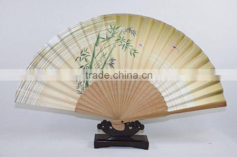 simple and elegant bamboo hand fan with dragonflies, green bamboo fan,customerized folding fan