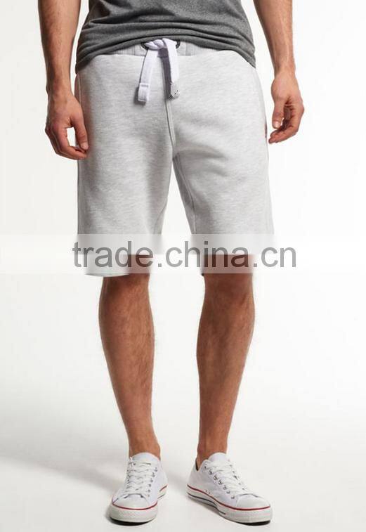 Custom light grey plain 100% cotton casual style wholesale gym shorts for men